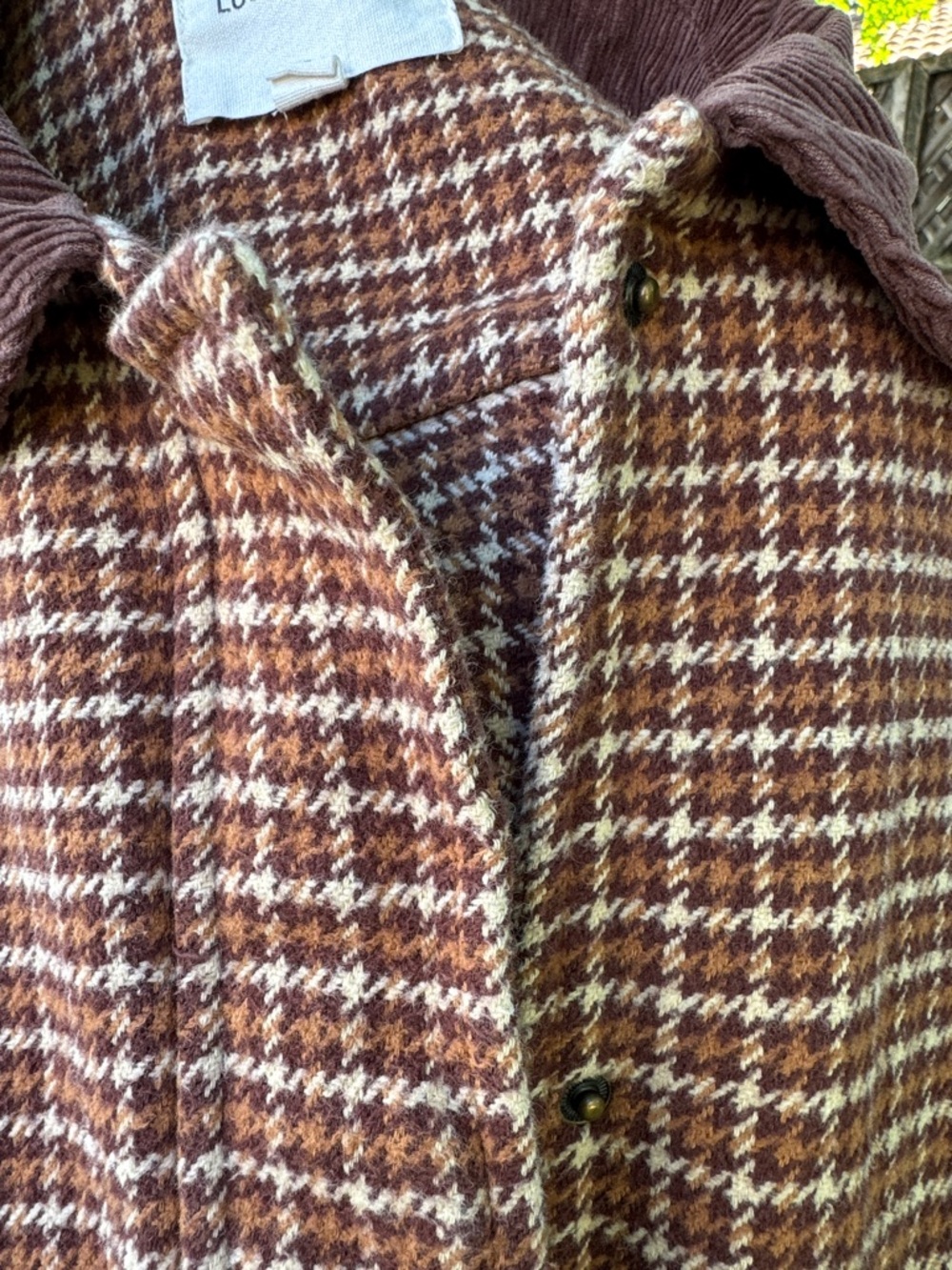 Lucky Brand Cropped Utility Jacket Houndstooth Brown Corduroy Collar Women's XL - Picture 9 of 9